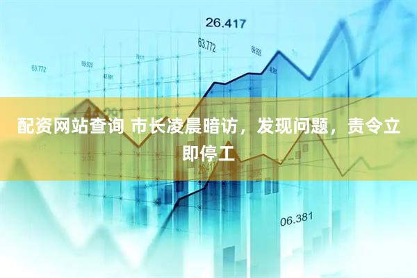 配资网站查询 市长凌晨暗访，发现问题，责令立即停工